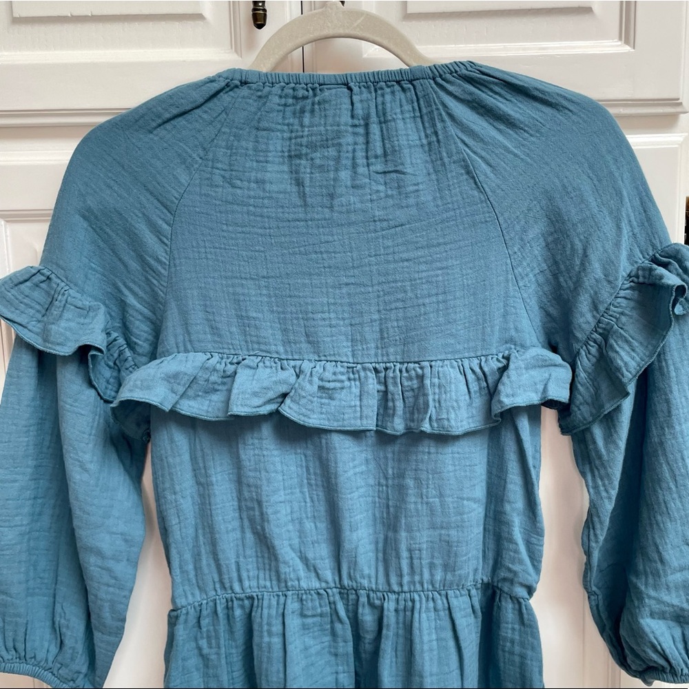 NWT Tea Collection Embroidered Ruffle Dress Teal Size 10 - Picture 5 of 14